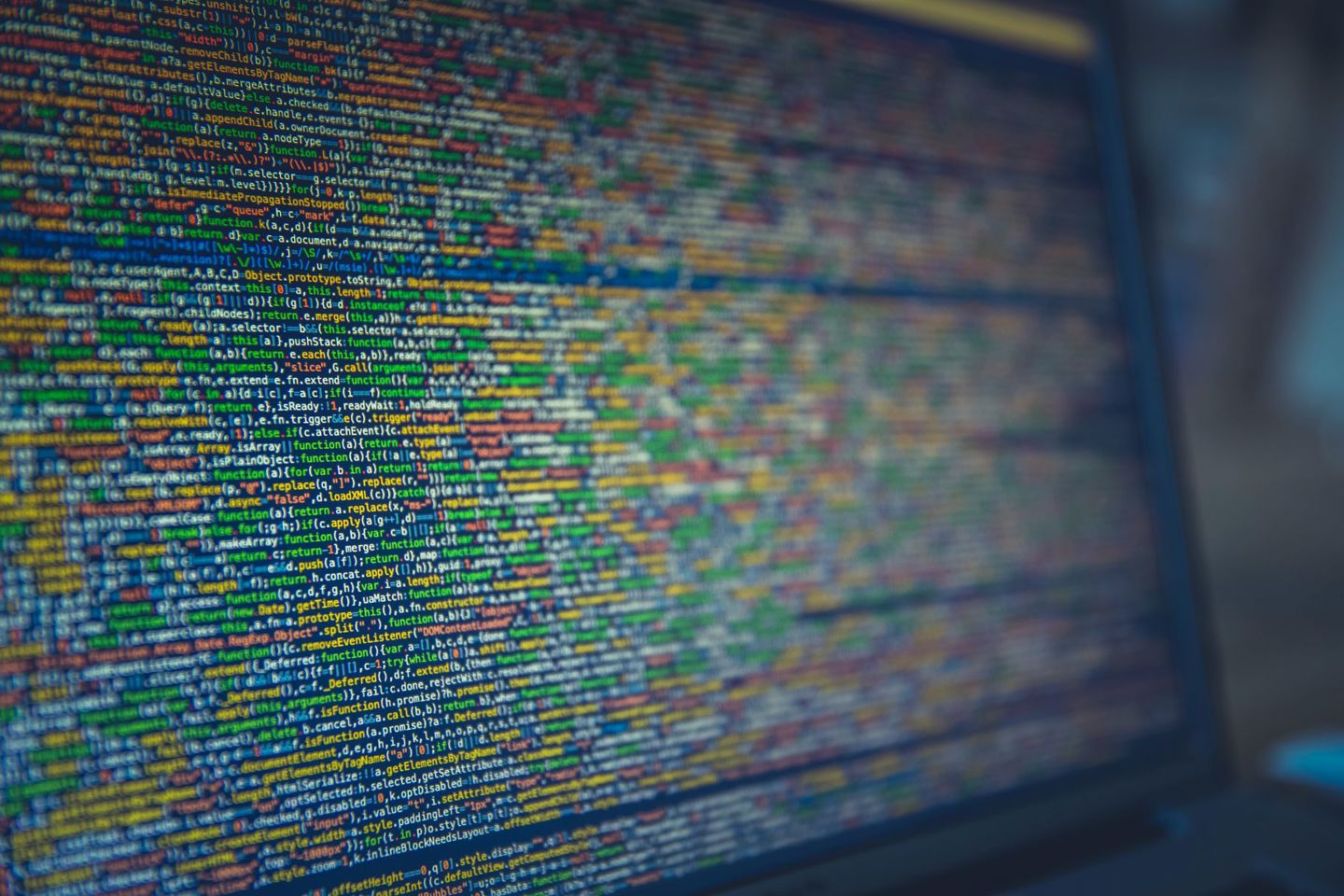 A detailed view of colorful source code displ