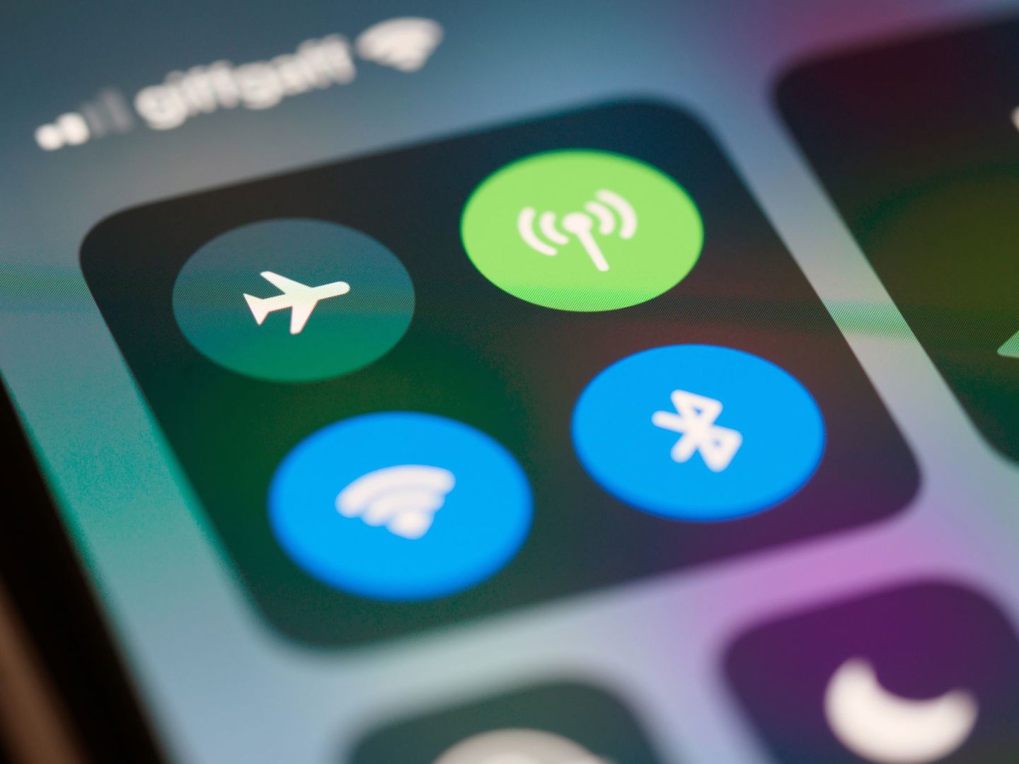 Detailed close-up of a smartphone screen disp