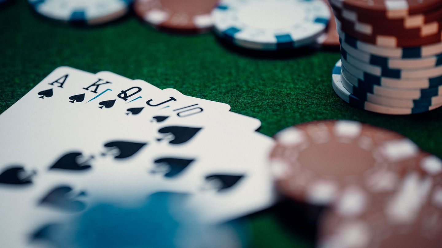Close-up of a royal flush poker hand surround