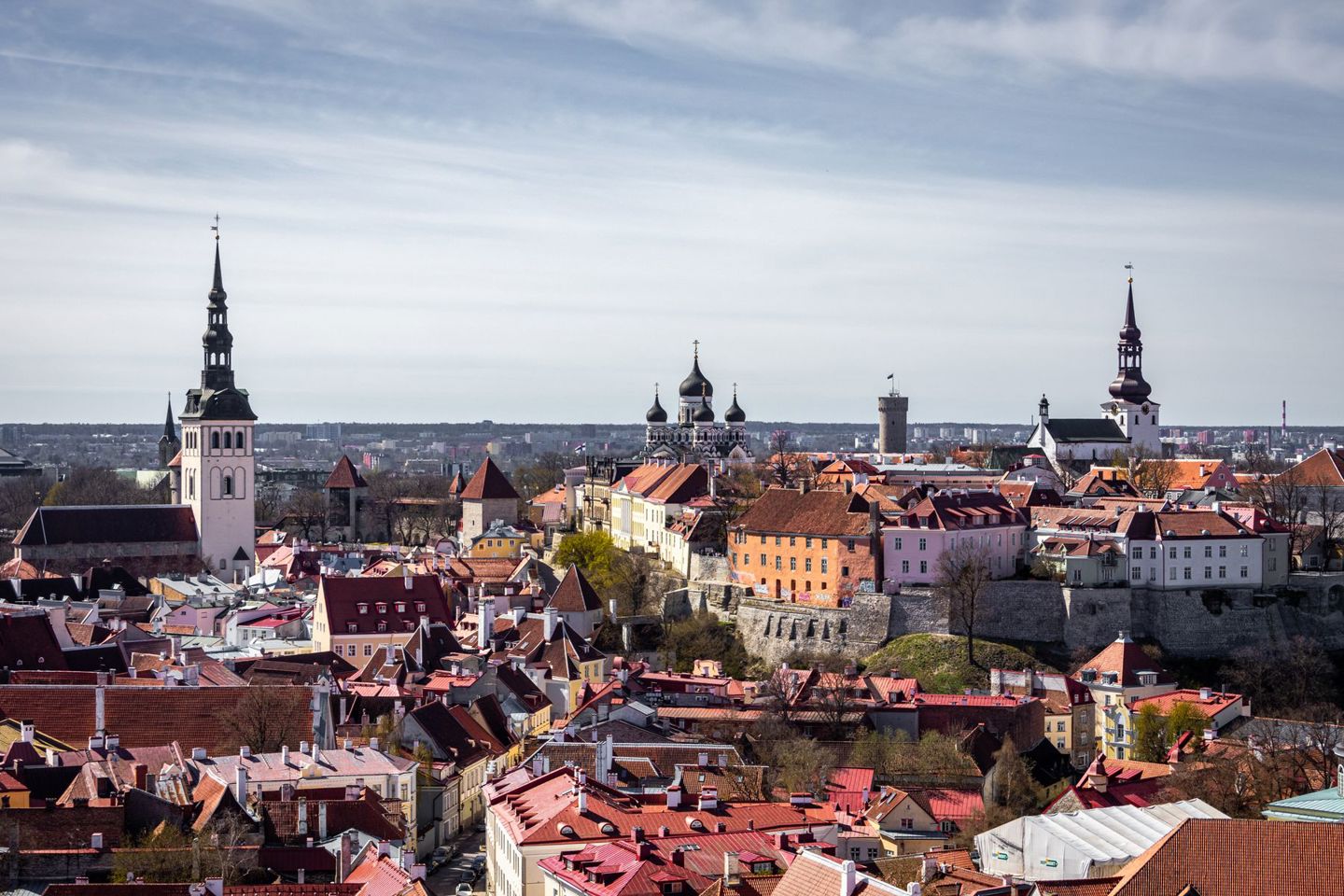 Scenic aerial view of Tallinn's old town with