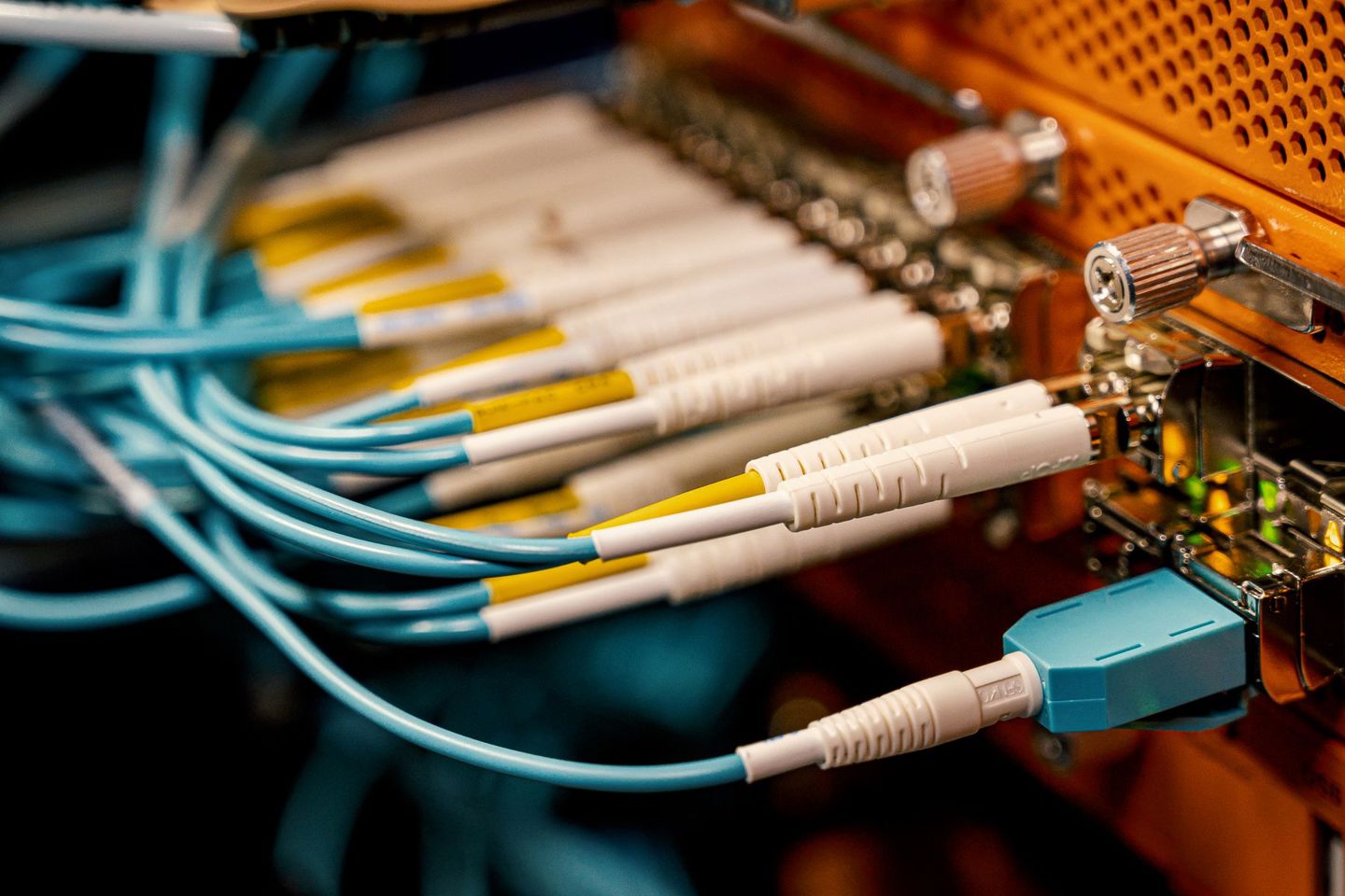 From above of optical switch equipment with m