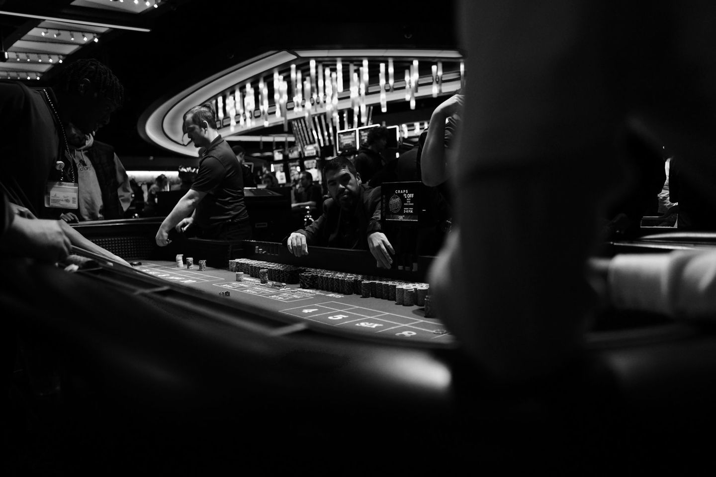 High-stakes gambling at a casino craps table